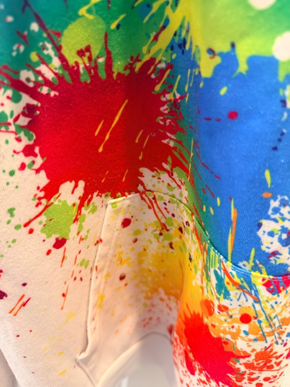 Paint Splatter Hoodie Large Colorful Graphic Sweatshirt Abstract Streetwear - Picture 2 of 8